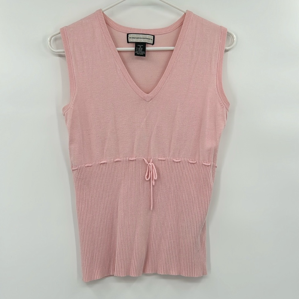 Vintage 90s Great American Sportswear Co Y2K Sleeveless Top Size Medium Pink Bow